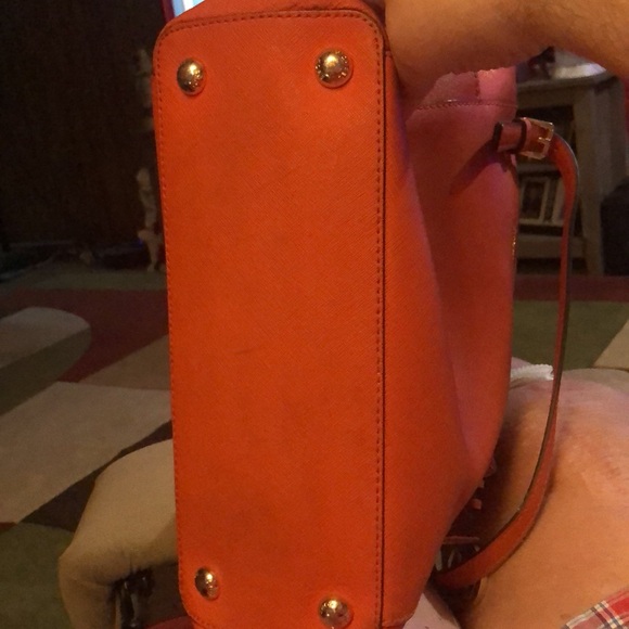 Michael Kors Tangerine Orange Structured Tote 15”x10”x7” - Picture 6 of 10